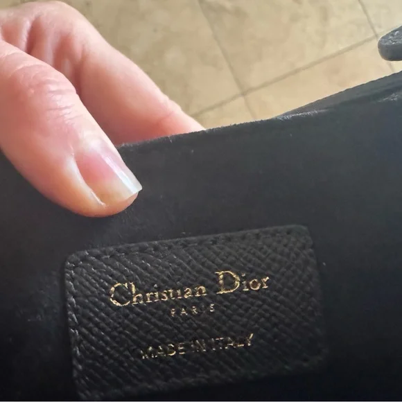 Like New 💕 DIOR Mini Saddle Bag Black Grained Calfskin Leather Gold Shoulder Bag - Picture 10 of 16